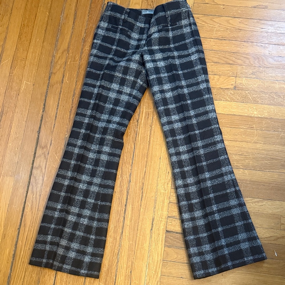 L.L. Bean Wool Lined Black and Gray Plaid Low Rise Flare Pants